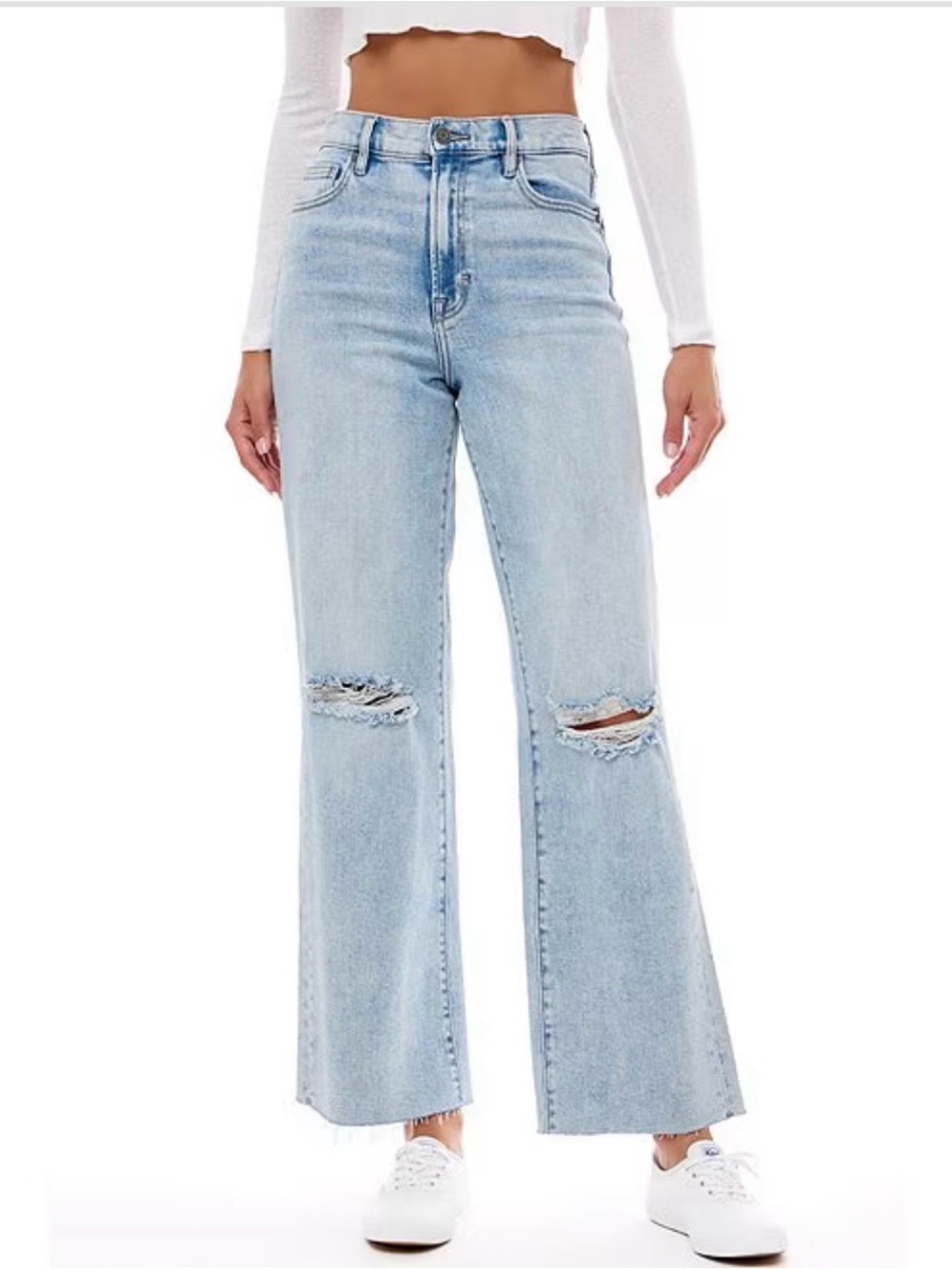 Hidden Jeans High Rise Wide Leg Distressed Jeans Light Wash Women's 29